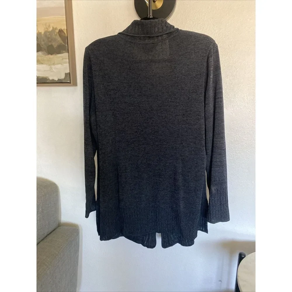 Misook Exclusively Long Sleeve Sweater Knit Black Career Wok‎ Classic Hook & Eye